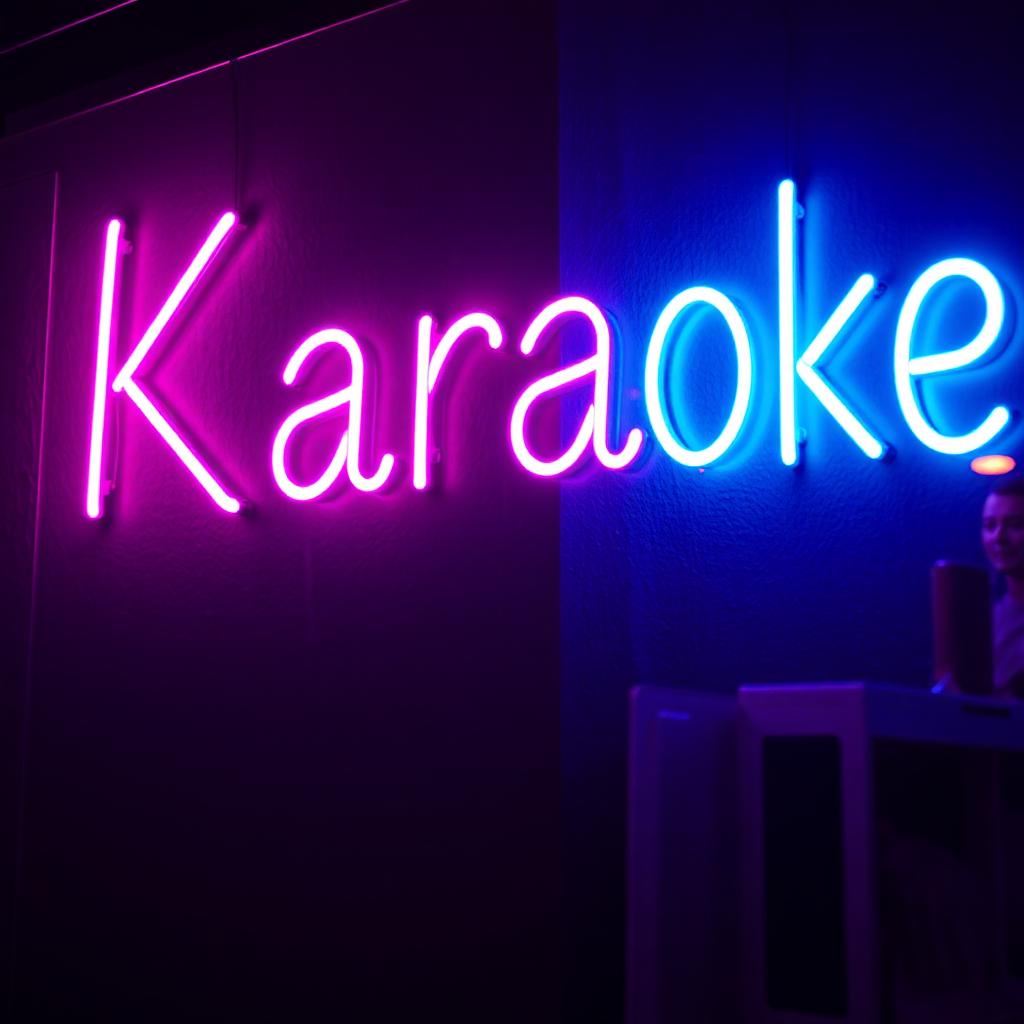 Glowing neon karaoke sign